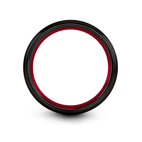 Tungsten Carbide Wedding Band Ring 8Mm For Men Women With Red Interior And Black Exterior Dome Style Brushed Polished Comfort Fit Anniversary Size 10 #TOP1