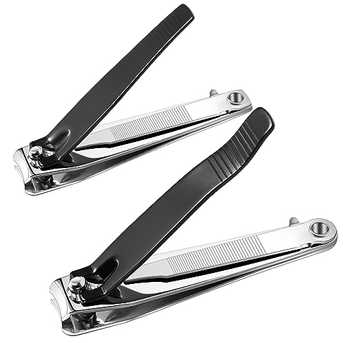 2 Pcs Nail Clippers, Heavy Duty Nail Clippers Set Stainless Steel Nail Cutters Thick Fingernail and Toenail Clippers for Men Women Kid Elder