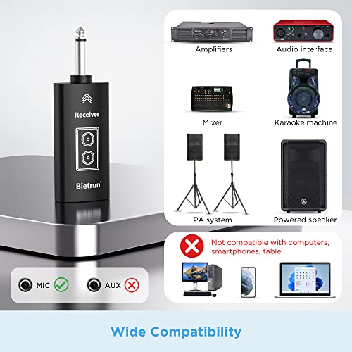 Wireless Microphone,Plug&Play Microphone For Singing,Karaoke,Dual Cordless Dynamic Handheld Wireless Mic With Rechargeable Receiver For 1/4'',1/8'',Clear Sound For Adult,Wedding,Party,Church,Uhf 98Ft #TOP6