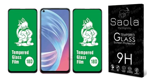 Image of Saola 18D Tempered Glass With Inbuilt AirBag Borders For Oppo A76 (Pack Of 2) with Free Installation Kit. Full screen Coverage - 6.56 inch