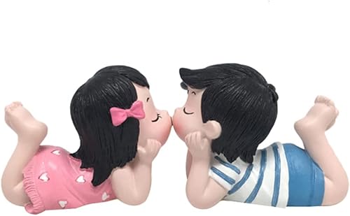 STOBOK Lindos accesorios de coche para niños, 1 par, lindas esculturas de pareja amorosa, estatua de beso, decoración artística, estatua de niño y