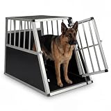 DREAMADE Transportbox Hund Alu, Hundebox Auto Kofferraum (91 x 65x 69cm)