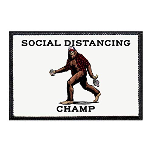 Social Distancing Champ - Big Foot | Hook and Loop Attach for Hats, Jeans, Vest, Coat | 2x3 in | by Pull Patch