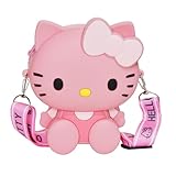 Kawaii Crossbody Handbag with Adjustable Shoulder Strap, Zipper Cute Mini Anime Coin Wallet Purse Shoulder Bag Coin Pouch Accessories Money Bag for Birthday Gifts - Pink