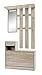 Produktbild ts-ideen Set Wand-Garderobe Spiegel Schuhkipper Schuhschrank mit Schublade Holz hell