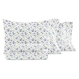 Linen Market 4 Piece Queen Sheet Set - Breathable, Double-Brushed Patterned Cooling Sheets – Ultra Soft & Wrinkle-Free 16' Deep-Pocket Queen Sheets - Easy Care Blossoms Light Blue