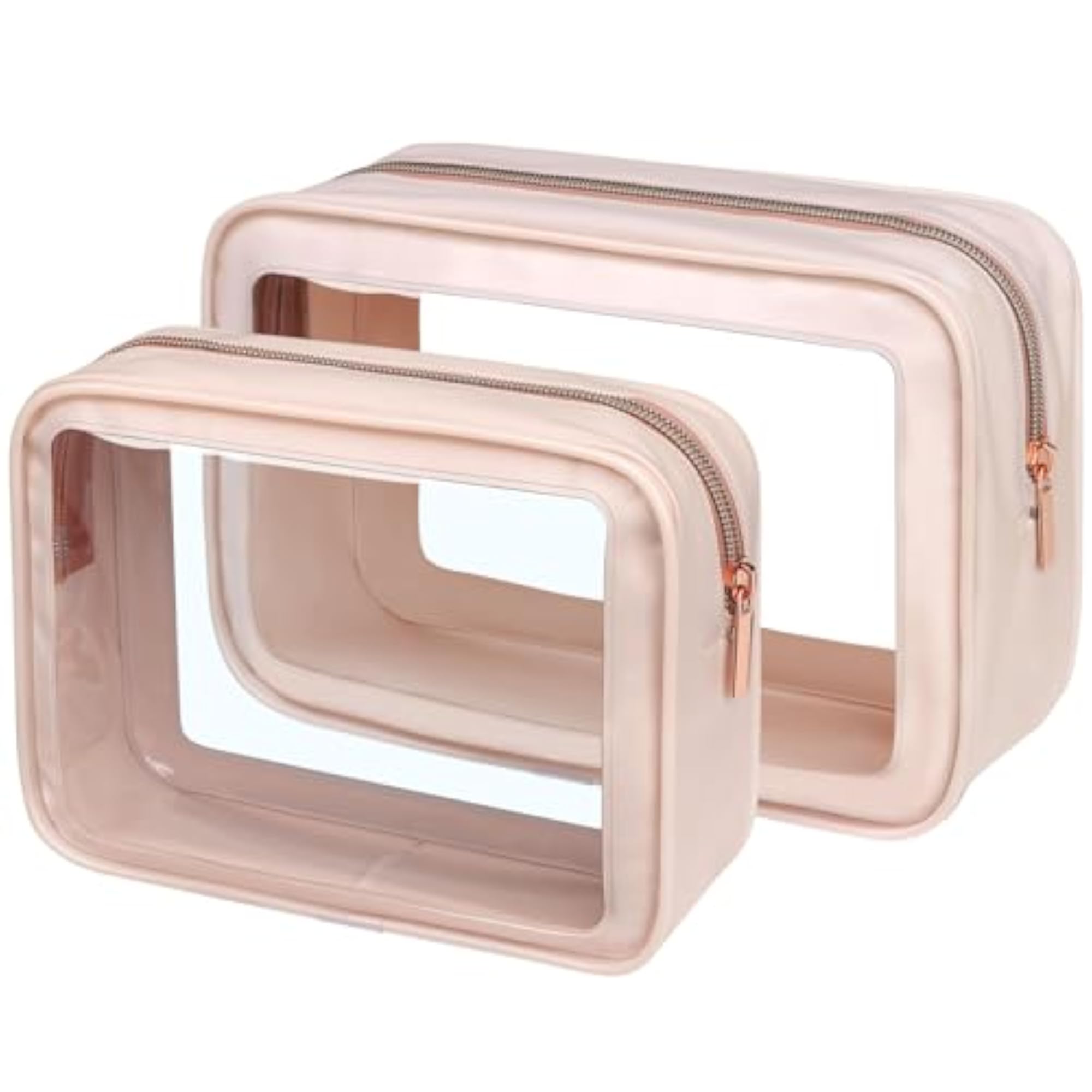 TSA Approved Color-Edged Clear Makeup Bag, Pink 2 Pack
