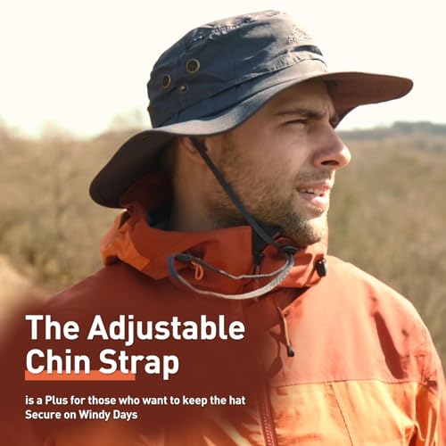 Image of Oversize XL XXL Large Wide Brim Waterproof UPF 50+ Bucket Sun Summer Travel Fishing Hiking Fisherman Hat Detachable Chin