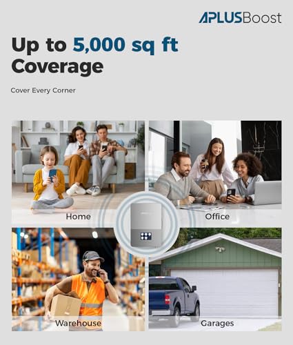 Cell PhoFne Booster for Home Up to 5000 sq ft,4G LTE 5G Cell Phone Signal Booster for Verizon, AT&T and All U.S.Carriers, Easy Installation with Built-in Antenna,HD LCD Display,FCC Approved