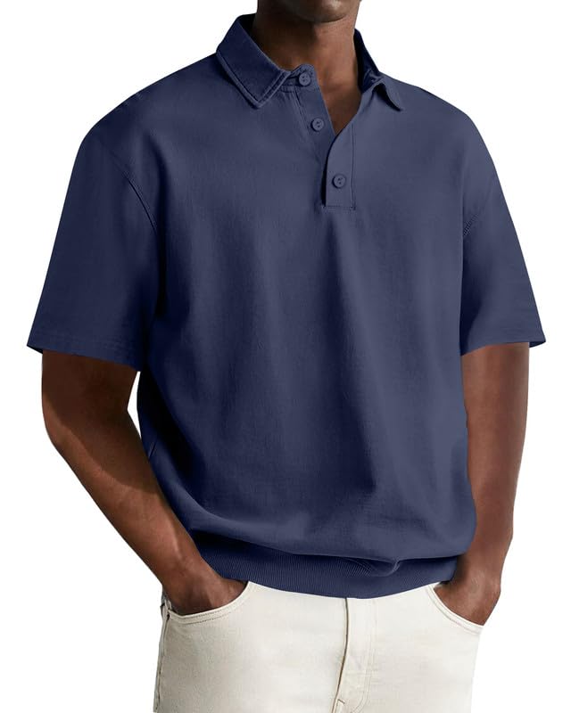 Polo tricoté homme Elainone à manches courtes et col 3 boutons
