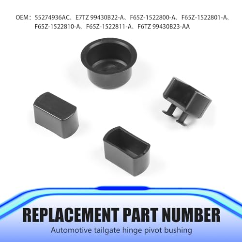 leediga 4 PCS Car Tailgate Hinge Pivot Bushing Kit, 3 Specs Left and Right Tailgate Insert, ABS Durable Anti-Rust Replace 55274936AC/E7TZ-99430B22-A, Compatible with Dodge Ram Ford F-Series (Black)