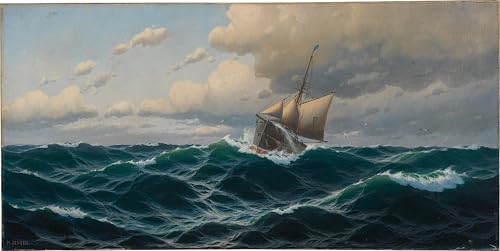 Cuadro arte pared Max Jensen Nave in alto mare pintura decorativa 60x90cm