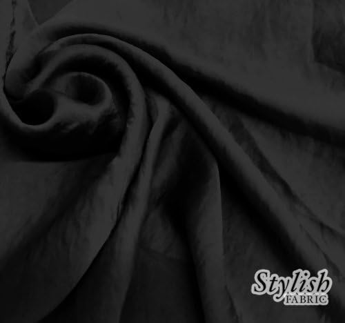 Silky Satin Chiffon Fabric - Reversible (Black)