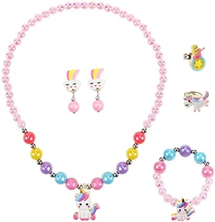 Set Gioielli Unicorno Per Bambine UYDF - Collana, Braccialetto, Orecchini E Anello Regolabile - Foto 2