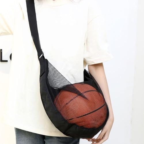 1 bolsa de bola única com bolso com zíper, bolsa de armazenamento de bolas, equipamento esportivo, cordão, rede de armazenamento, transporte, basquete