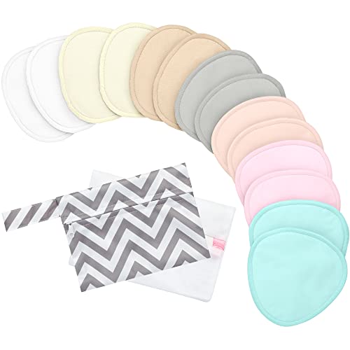 Image of 14-Pack Organic Nursing Pads - Washable Breast Pads for Breastfeeding, Nursing Bra Nipple Pad for Breastfeeding, Pumping Bra Reusable Breast Pad, Maternity Breastfeeding Bra Pad (Pastel Touch, L 4.8")