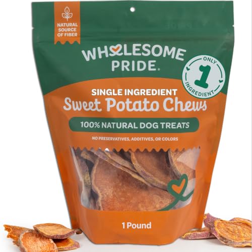 Wholesome Pride Healthy Sweet Potato Chews Sensitive Stomach Dog Treats No Preservatives Single-Ingredient No Grain 16 oz