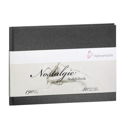 Hahnemühle Nostalgie Skizzenbuch, Premium Zeichenbuch, 190 g/m², naturweiß, 80 Seiten, DIN A5 - Landschaftsformat