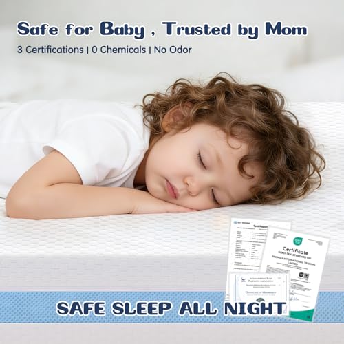 Image of Crib Mattress, Dual Sided Memory Foam Baby Toddler Bed Mattress, 52 inch x 27.6 inch x 5.5 inch Soft Breathable Mattresses with Removable Machine Washable Cover, Fits Standard Cribs&Toddler Beds