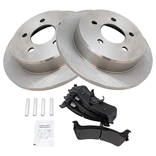 Image of TRQ Rear Brake Pad and Rotor Set Semi Metallic Solid Rotors | For 1995-2001 Ford Explorer 2002 Explorer Sport 1998-2002 Ranger 1997-2001 Mercury Mountaineer