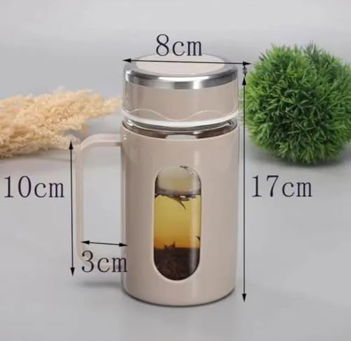 Image of 400 ML Double-Wall Borosilicate Glass Mug with Handle - Heat-Proof Clear Tea & Coffee Cup, Stylish Portable Drinkware for Home, Office & Travel