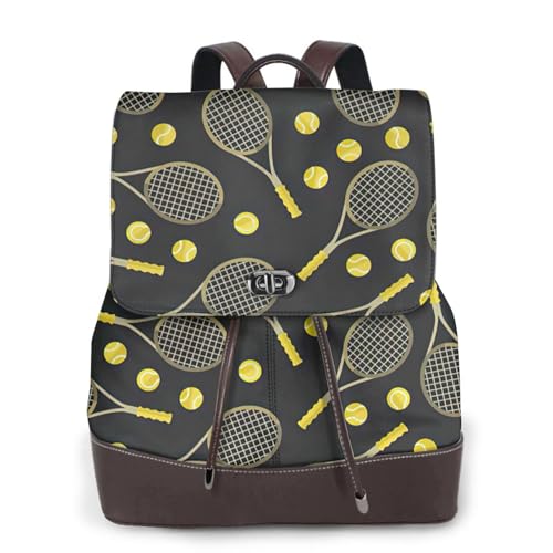 Petit sac à dos en cuir noir imprimé raquettes finitions premium