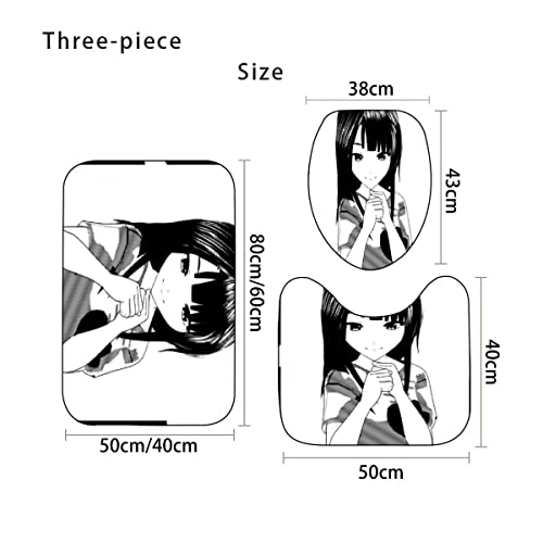 Zifarm Badematte rutschfeste 50x80 cm Anime Badvorleger-Set 3D Drucken Kawaii Manga-Mädchen Mikrofaser Flanell… – Bild 3