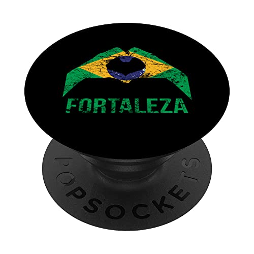 Fortaleza Brazilian City Love Vintage Brazil Flag PopSockets Swappable PopGrip, Black