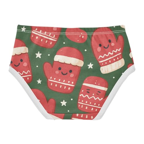 Girls' Briefs Breathable Toddler Underwear for Girls Christmas Mittens - Green Background2