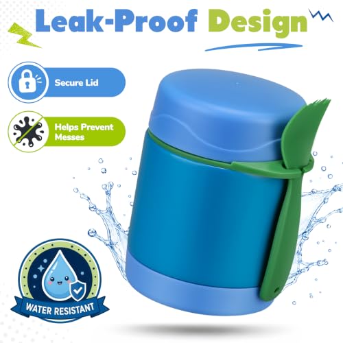 Image of 10oz Soup Thermo for Hot Food Kids,Lunch Thermo Kids Food Jar with Spoon Hot Insulated Food Containers,Leak Proof Stainless Steel Wide Mouth Lunch Food Jar for School(Blue)