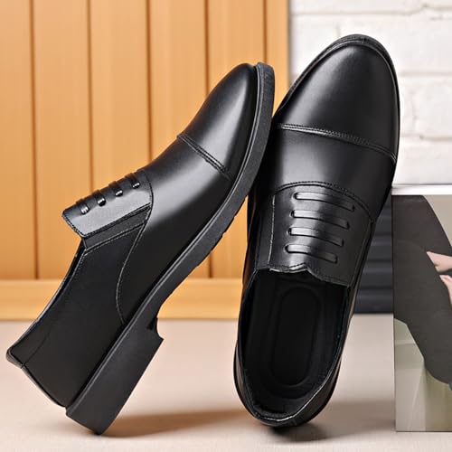 YZABEL Men's Leather Lace Up Platform Block Heel Classic Patent Leather Shoes for Men for Dating Prom Business Work2