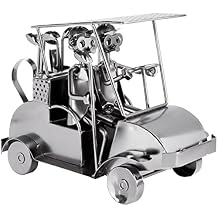 BRUBAKER Nuts and Bolts Sculpture Golf Cart - Handmade Metal Man Figure Golf - 9.4 Inches Art Figure with Bolts and Metal Pieces - Gift Idea for Golf Fans