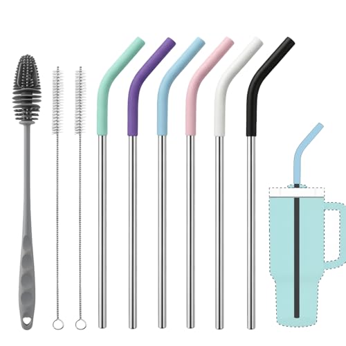XccMe 6 Pack 12" Long Replacement Straws for 40oz Stanley Tumblers