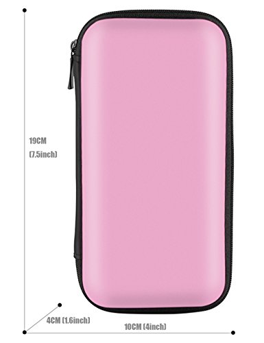 Imangoo Shockproof Carrying Case Hard Protective Eva Case Impact Resistant Travel 12000Mah Bank Pouch Bag Usb Cable Organizer Earbuds Sleeve Pocket Accessory Smooth Coating Zipper Wallet Pink #TOP3