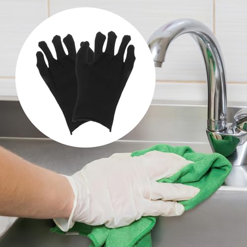 Guantes de algodón negro gruesos para trabajo con protección de corte industrial 5