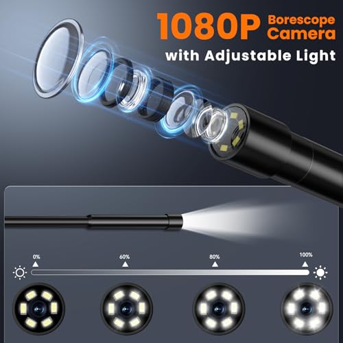 Cámara de Endoscopio KIRFEIHT con Luz - Boroscopio Industrial con Tarjeta de 32GB miniatura 5