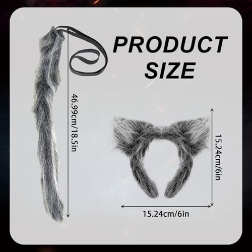 Tocado Peludo Con Orejas De Lobo Y Cola, Accesorios Para El Cabello Para Cosplay Blanco