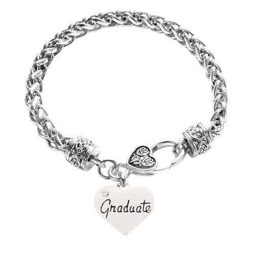 Infinity Collection Graduation Charm Bracelet, Graduate Heart Charm Pendant Jewelry, Graduation Gift for Women