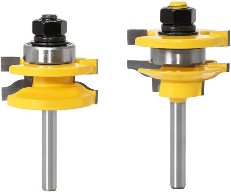 1/4" 2pcs Rail And Stile Router Bit Set Door Window Woodworking Knife Tenon For Wood Milling Machine Tools
