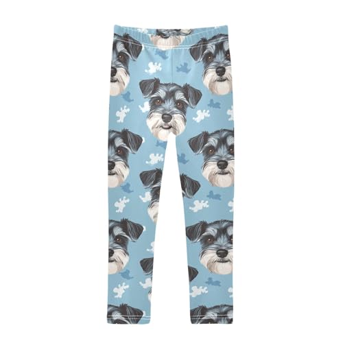 Schnauzer Dog Girls Leggings,Workout Leggings for Girls Toddler Athletic Leggings Size for 3-10T