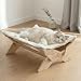 JSPYFITS Katzenbett, Plüsch-Samt-Katzenbetten für Indoor-Katzen, Katzenhängematte aus Holz, 54 x 42 x21 cm, geeignet für Katzen, Hunde, Kaninchen, Kätzchen und Kleintiere Weiß