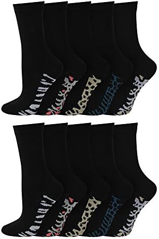 Ladies/Womens Multi pack of Black Cotton Rich Cute Thin Dress Socks with Bows & Hearts