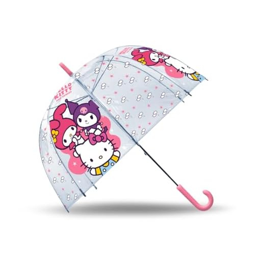 Kids Licensing - Paraguas Transparente 46cm, Tipo Campana de 46cm Hello Kitty & Friends