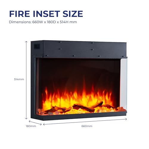 Endeavour Fires Haxby Wall Mounted Electric Fireplace 76cm/30” 1&2kW, 7 day Programmable Remote Control Fire with an Off White Surround
