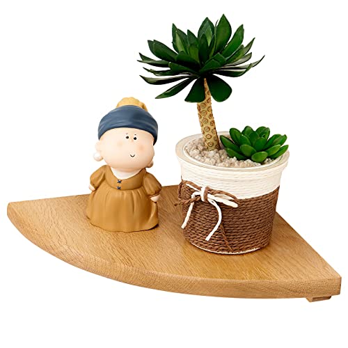OAKERLAND Flotantes Baldas para Esquina Madera Maciza, Estantería Esquina de Roble Pared para Baño, Cocina, Dormitorio, Salón