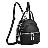 YUNZLAN Covertible Backpack Purse for Women Fashion Leather Small Women Backpack Handbags-Black