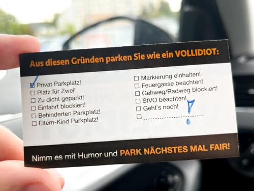 EppoBrand Achtung Ich parke wie ein Vollidiot Lustige Wasserfeste Karten für Parken oder Streich lernen