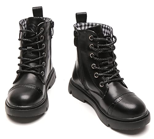 DADAWEN Boys Girls Glitter Ankle Boots Lace Up Waterproof Combat