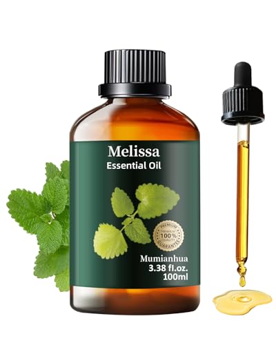 Melissa Essential Oil Pure, Mumianhua Natural Therapeutic Melissa Oil for Skin, Body, Hair Care, Diffuser, Aromatherapy,Candle, Soap, Making, DIY, Massage, Sauna 3.38 Fl Oz