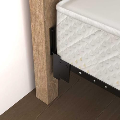 4pcs Black Bolt on to Hook on 711 Bed Frame Conversion Brackets On Headboard Adapter Brackets, AdjustableBed Rail Hook Plate Adapter Headboard AttachmentKit for Attach Bed Rail to Headboard Black
